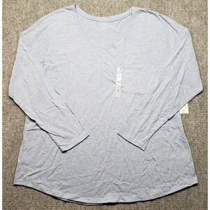 Ana Sweatshirt Womens 2XL Colony Blue Round Neck Pocket Long Sleeve New